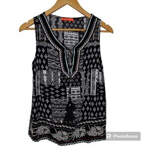 Lulumari Boho Embroidery Tank Top Size M Print Tribal Multicolor Great Condition